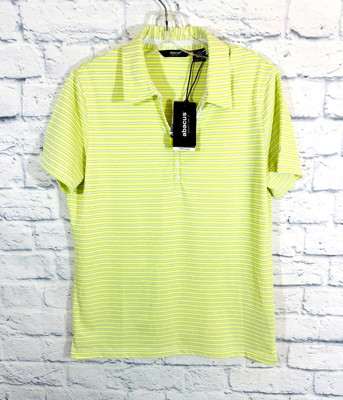 New Abacus Women's Golf Polo Shirt/Top Drycool Striped Green/White Glitter