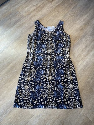 Line Two Women s Dress Pineapple Pattern Size M Sleeveless Summer Dress Black