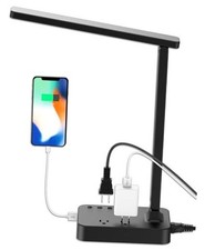 LED Desk Lamp for College Dorm Room, Desk Light with 1 USB Charging Port Black