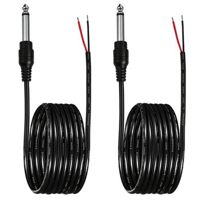 2 Pack 6.35mm Male Plug to Bare Wire Open End TS 6 Feet 1/4 Speaker Cable 2 P...
