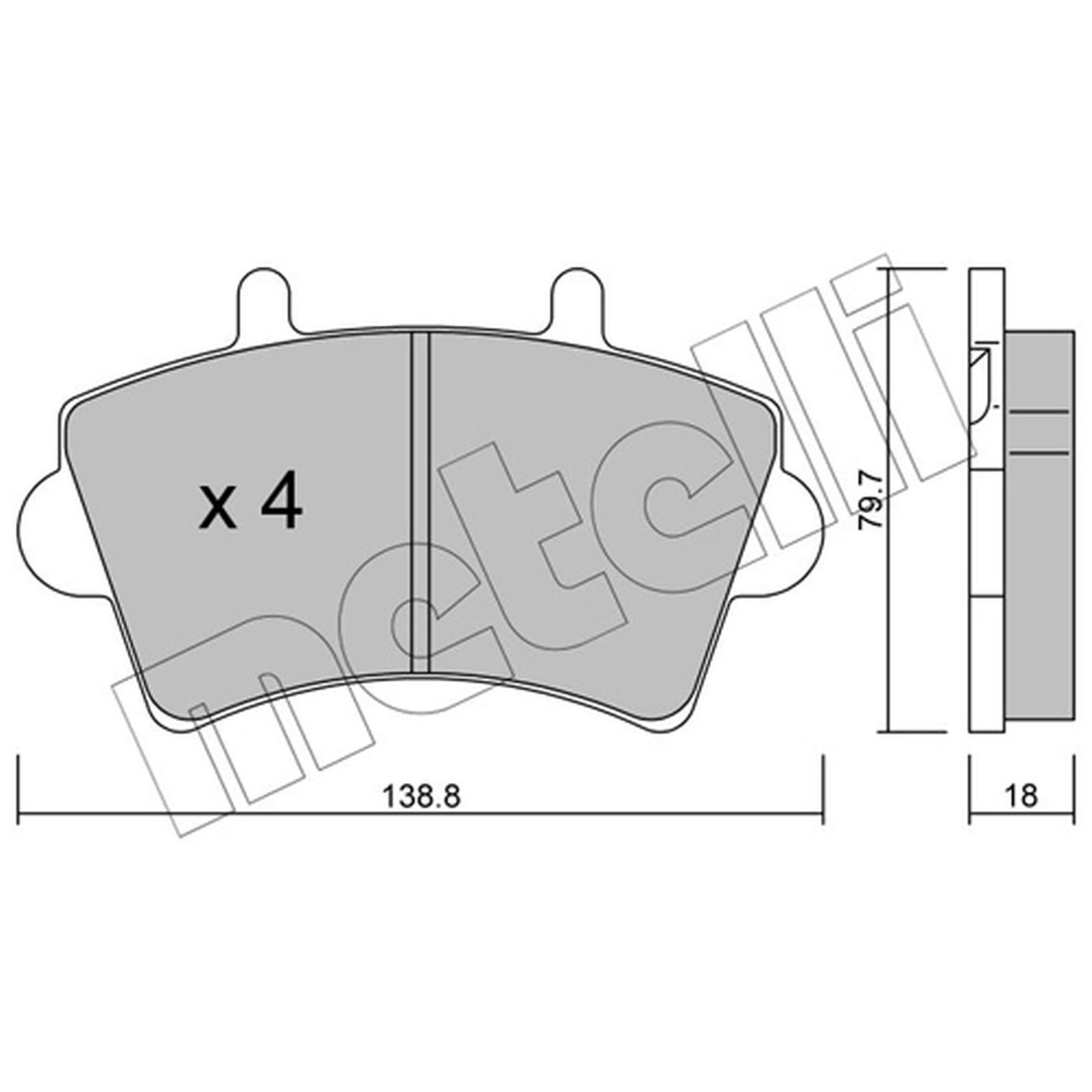 1x ORIGINAL® Metelli 22-0545-0 Bremsbelagsatz, Scheibenbremse Vorne, exkl.