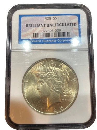 1925 Peace Silver dollar NGC Certified Brilliant Uncirculated