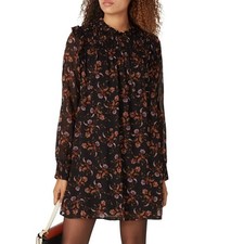 Sanctuary Brown Floral Babydoll Mini Dress Size 0 Cottagecore Country Fall $149