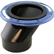 7 In. O.D. ABS Offset Closet Toilet Flange with Metal Ring Less Knockout, Fits