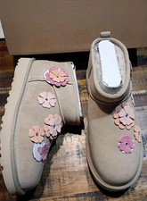 WOMENS limited ED SOLD OUT Ugg Ultra Mini Fleur FLOWERY SUEDE BOOT NEWBOX SZ 8