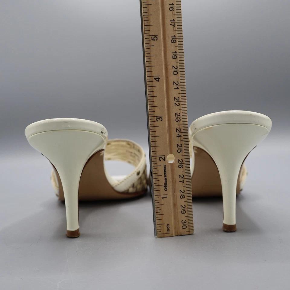 Coach Patent Leather Raffia Kitten Mules Womens 7B White Classic Old Money - Image 4 of 4