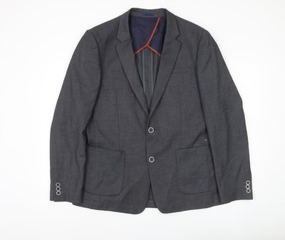 River Island Blazer Sakko Herren Grau UK 42 Regular Fit Formal