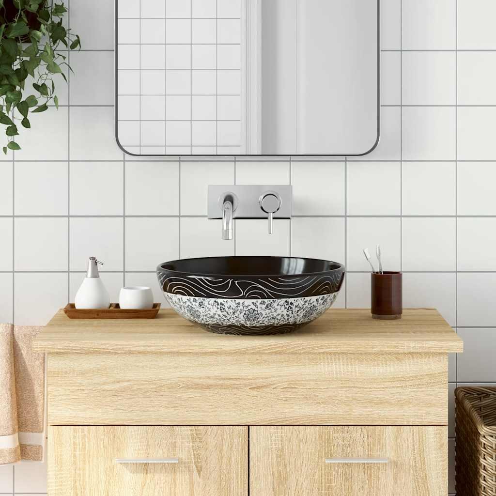Lavabo Appoggio Nero Blu Ceramica 41x14 cm - Offerta Bagno Moderno