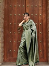 Elegant Green Pure Silk Saree 100 Silk Traditional Wear Indian Sari