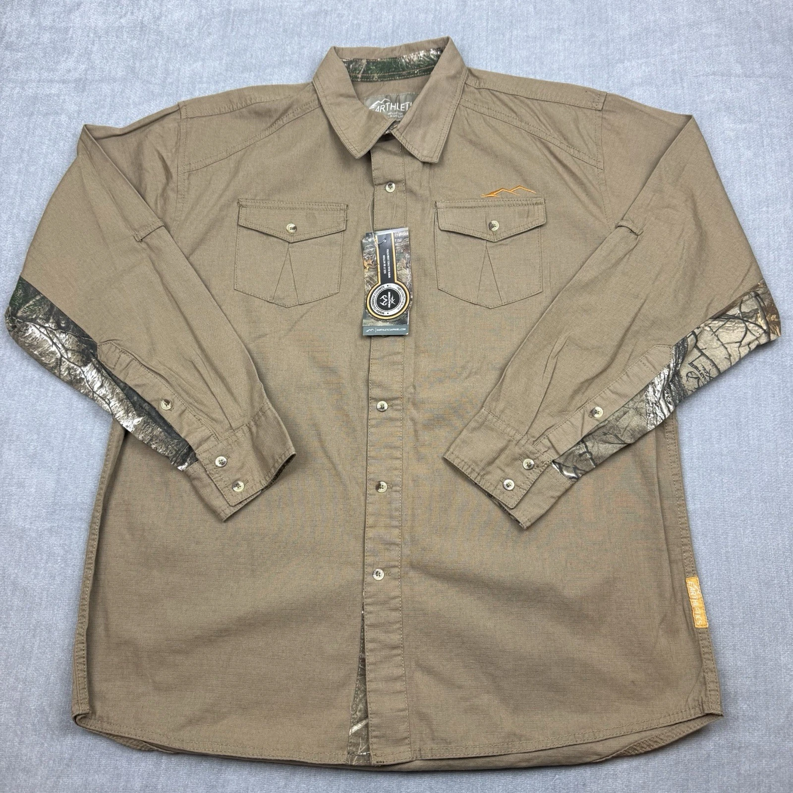 Earthletics Realtree Xtra Button Up Mens XL Camouflage Khaki Long Sleeve New