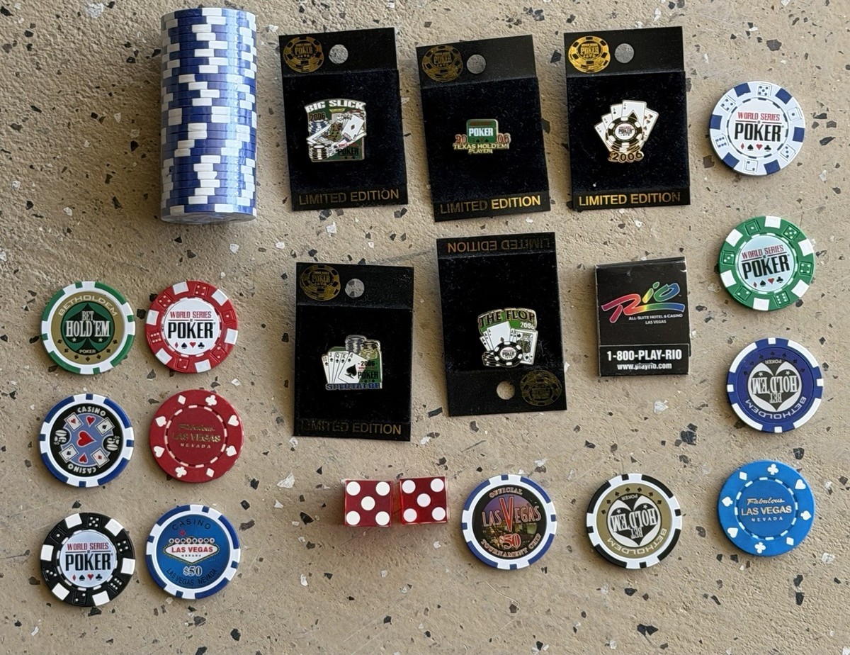 Lot Of 2006 World Series Of Poker Chips, Pins, Other Memorabilia