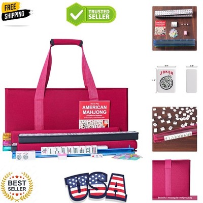 American Mahjong Set,166 White Tiles with Red Bag and Accessories,4 All-in-On...
