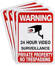 4-Pack Private Property No Trespassing Sign 10"X7" Security Camera Sign Aluminum