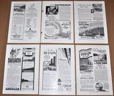 1927-32 HUDSON RIVER DAY LINE advertisements x6, Hendrick Hudson steamboat