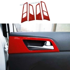 For Hyundai Tucson 16-2020 2021 Red Carbon Fiber Inner Door Handle Lock Frame