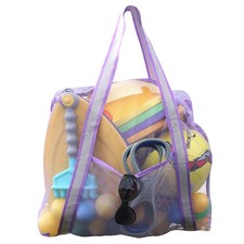 Mesh Beach Toy Bag with Zipper Sand Toys Net Tote for Swimming Pool Sand Cam...