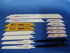 LOT OF FIFTEEN ASSORTED RECIPROCATING SAW BLADES LENOX DEWALT MIBRO