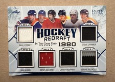 2020 LEAF IN THE GAME USED 6 JERSEY 1980 REDRAFT COFFEY KURRI MURPHY LARMER