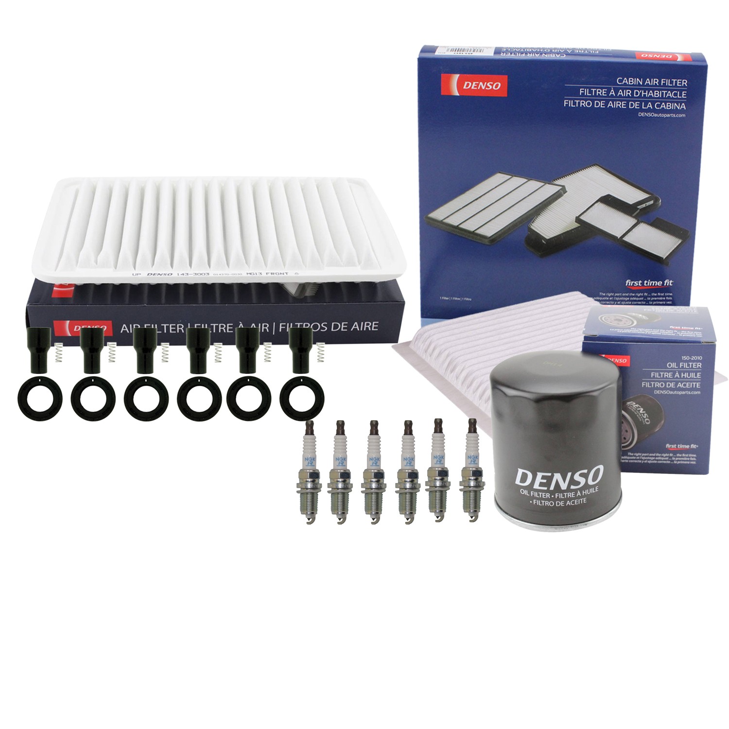 Denso Tune Up Kit NGK 6 Spark Plugs Boots Kit for Toyota Highlander 3.0 V6 Auto
