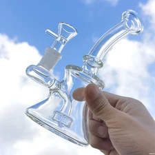 6'' Glass Hookah Water Pipe Glass Bong Smoking Pipe Beaker Base Bong + Bowl.