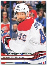 2025-26 Upper Deck Series 1 Holiday SP Green Foil #91 Alexandre Carrier Montreal