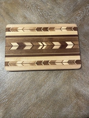 Alaskan Handmade Inlaid Chevron Wooden Cutting Board Charcuterie Wood