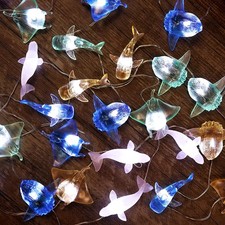 Ocean Themed Life Fairy String Lights, Nautical Décor Beluga Manta Ray Sunfis...