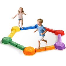 Balance Beam Kids 18Pcs Non Slip Stepping Stones Green Obstacle Course
