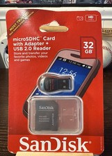 SanDisk 32GB microSDHC UHS-I Card with Adapter USB 2.0 Reader New Box Cutoff