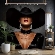 African American Elegant Shower Curtain Set 60Wx71H Inches Lady Inspirational