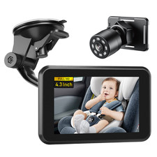 Baby Car Camera, 4.3" HD Night Vision Car Baby Monitor with Camera, Safety Seat