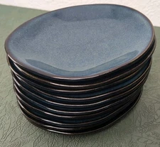 10 Tuxton China Inc GAN-650 Artisan 8-3/8" x 6-7/8" Night Sky Ellipse Plates