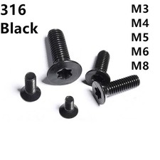 Black 316 Stainless Steel Torx Socket Countersunk Head Screws M3 M4 M5 M6 M8