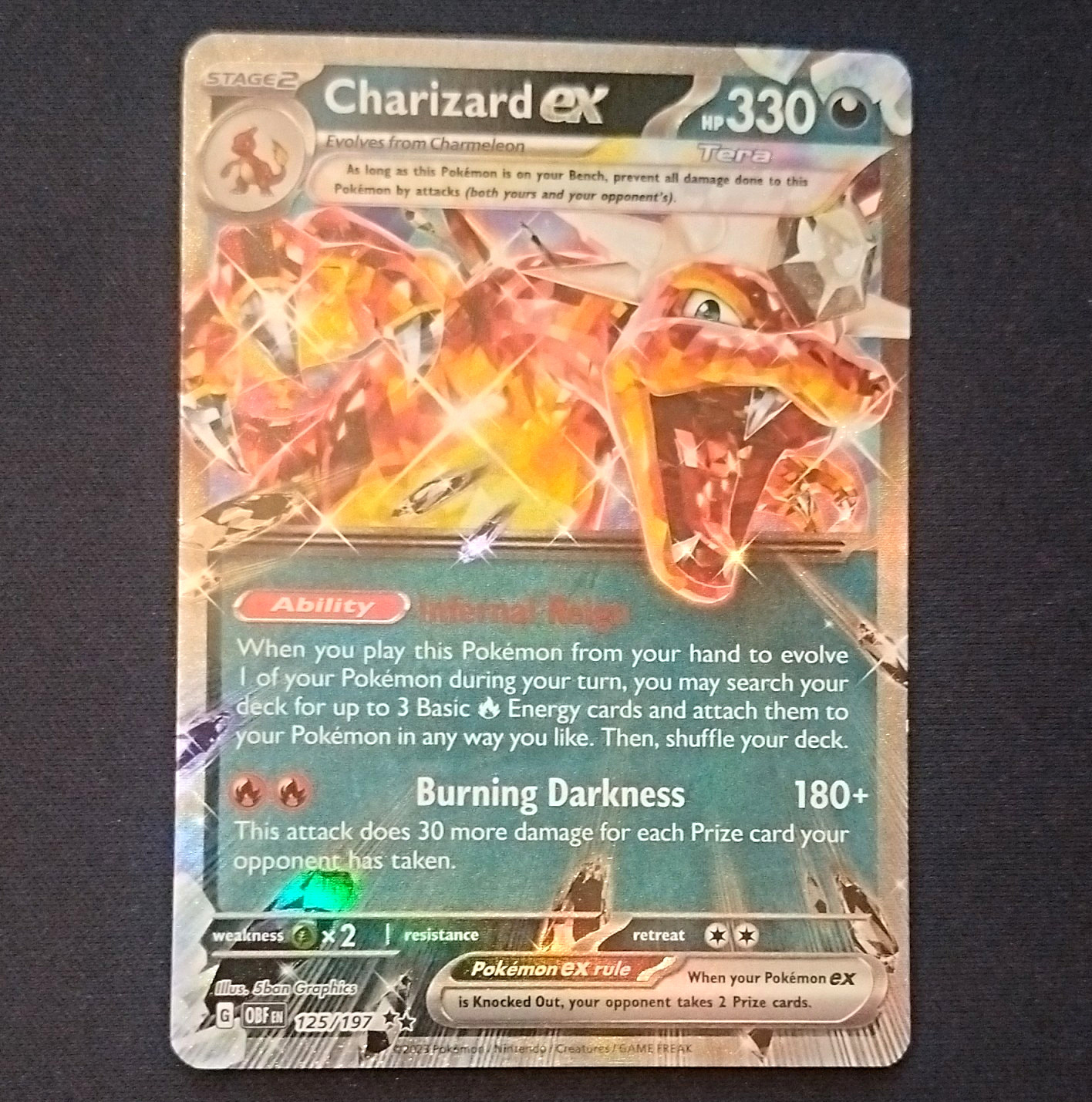 Pokemon TCG Charizard ex 125/197 SV03 Obsidian Flames Tera Holo EN 2023