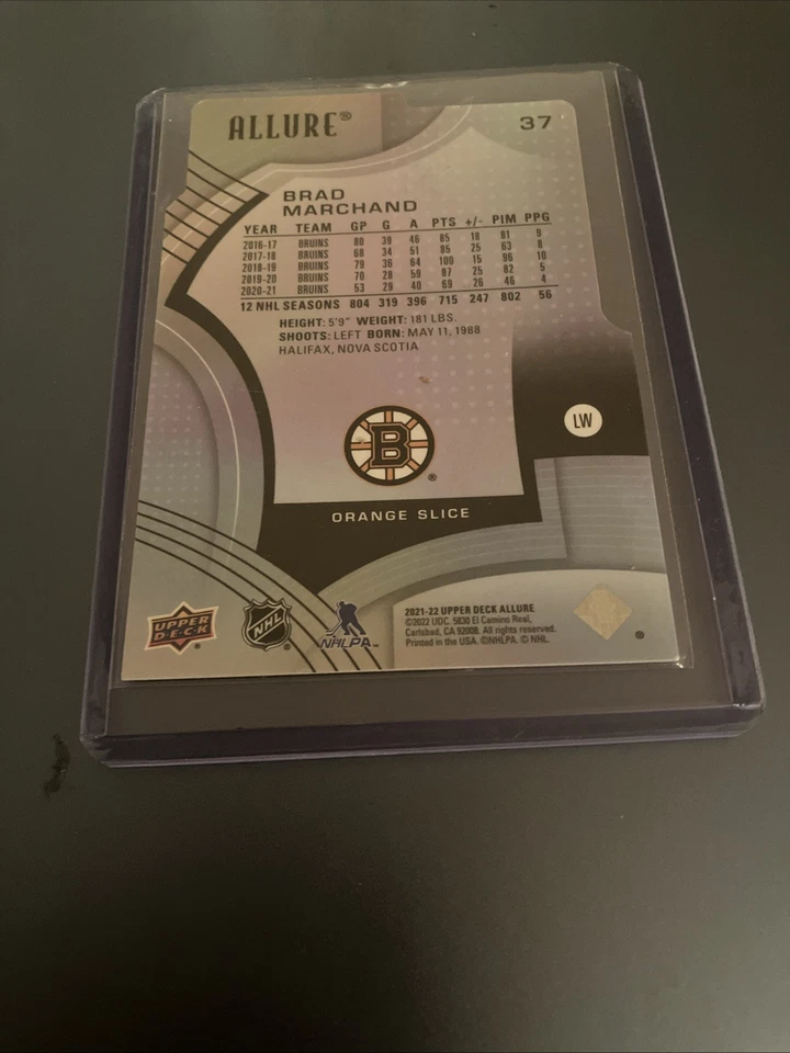 2021-22 Allure Orange Slice #37 Brad Marchand - Image 2 of 2