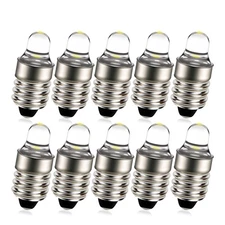10pcs E10 LED Screw Base Globe Bulb Cool White 3V DC Torch Flashlight Lamp Light