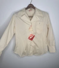 NWT Vintage 70s Laura Mae Life Blouse Cream Disco Mod Shirt Cream