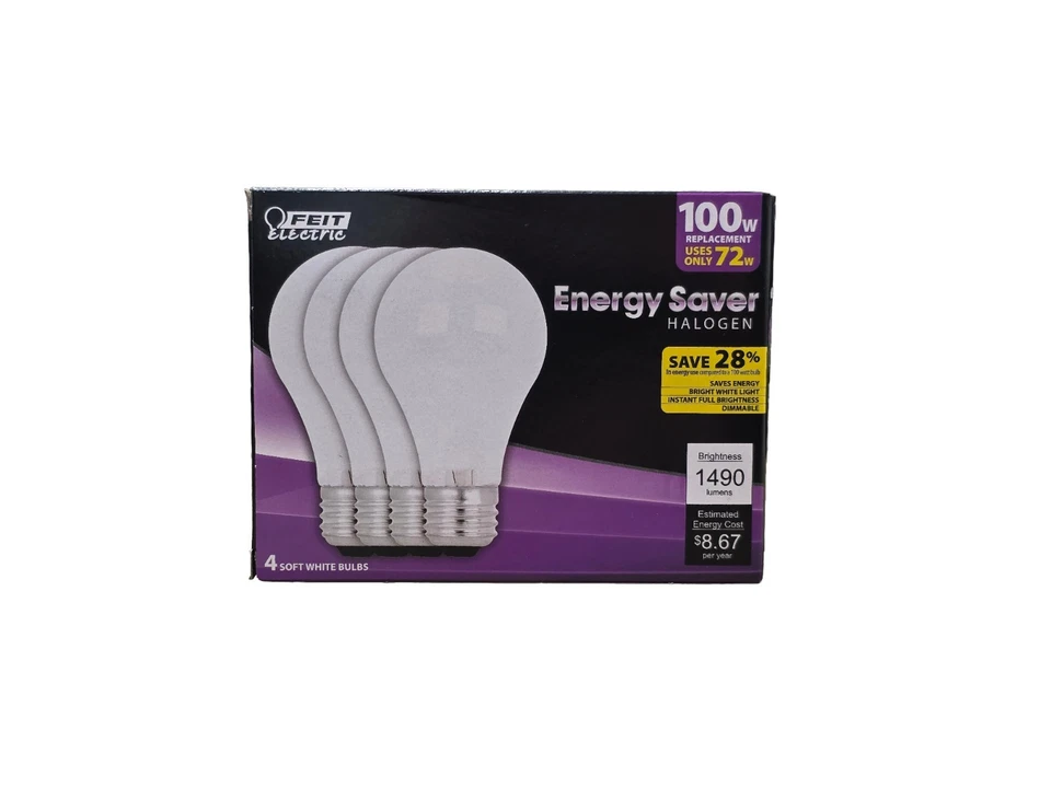 FEIT ELECTRIC Q72A/W/4/RP 100W=72W Light Bulbs | Soft White | 2 X 4-Pack=8 Bulbs - Image 3 of 4