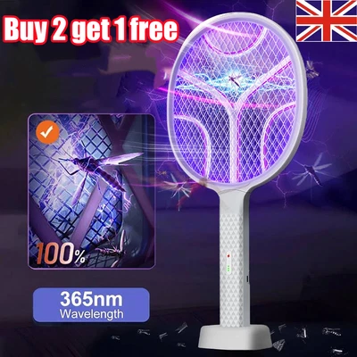 Bug Zapper Racket Safe Electric Fly Swatter Mosquito Bat Wasp Insect Pest Killer