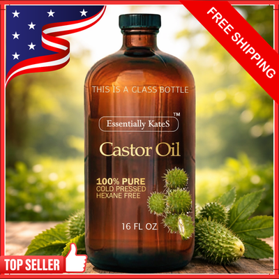 #ad #ad Cold Pressed Organic Castor Oil in Glass Bottle 16 Fl Oz 100% Pure and Natur $13.89