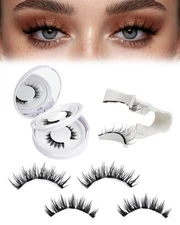 Natural Look Magnetic Eyelashes Kit 2 Pairs Reusable Double Sided Magnetic La...