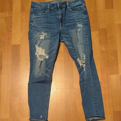 American Eagle Outfitters High Rise Jeggings Super Stretch Ripped 12 Short