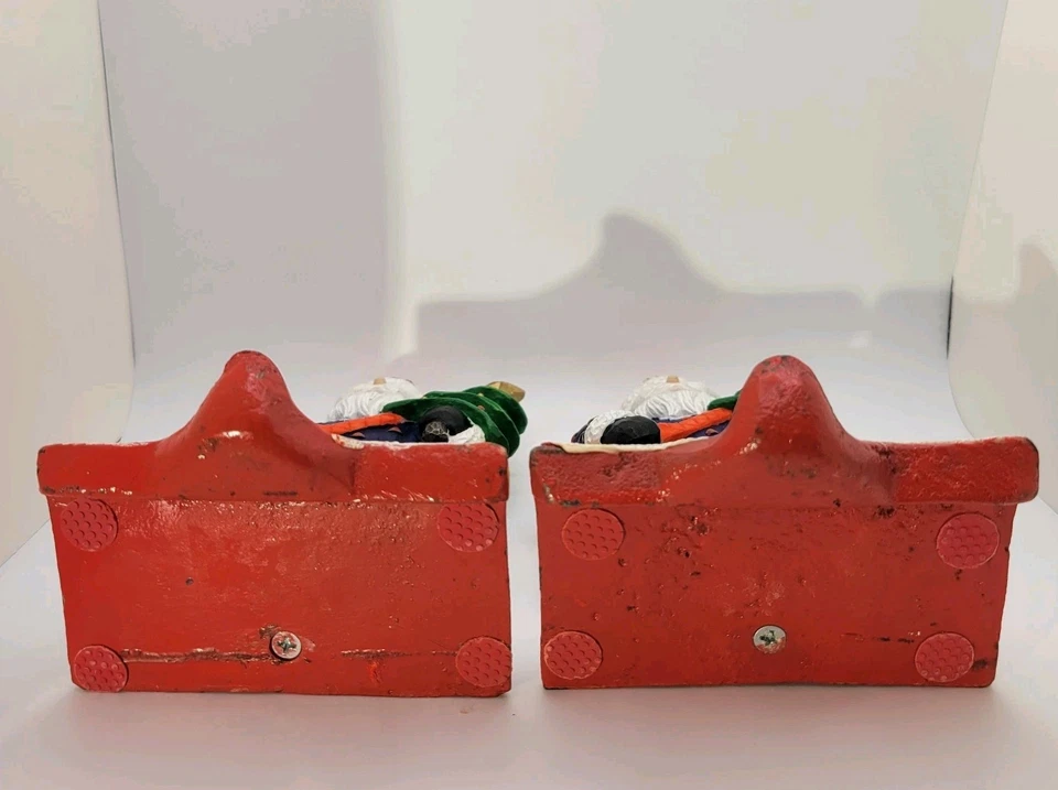 Par de Medias de Papá Noel de Hierro Fundido de Colección Abrigo Azul Rústico Granja Viejo Mundo Foto 3 de 4