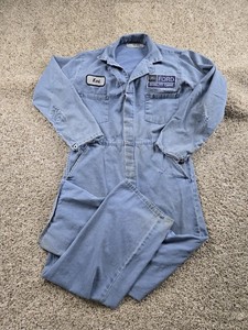 Vintage Ford Mechanic Coveralls Mens 40 R Blue Distressed Thrashed Technician