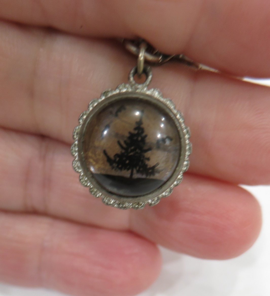 Sterling Silver ball with tree reflection charm - image 1