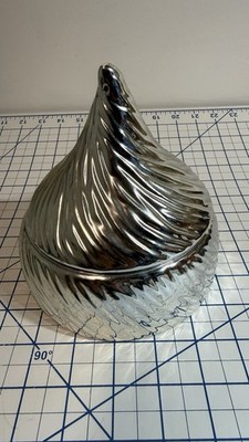 Hershey's  1993 Teleflora Gift  Kiss Silver Ceramic Candy Jar Covered Dish Decor