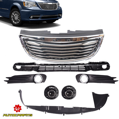 For 2011-16 Chrysler Town & Country Front Grille and Valance Foglights Set 7pcs