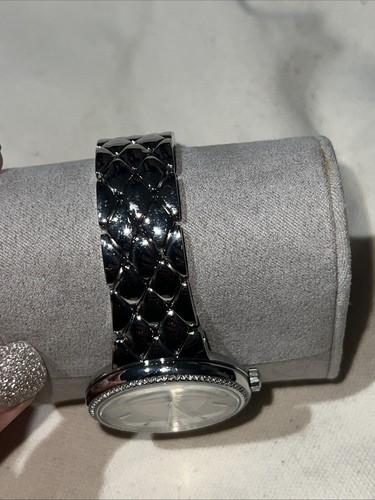 New Michael Kors MK3703 Stainless Steel Silver Bracelet Analog Watch Crystals CZ - Picture 3 of 6