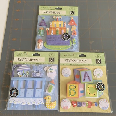 K & Company- Stickers Baby Boy Blocks Birthday Cake Scrapbook Craft Card Making