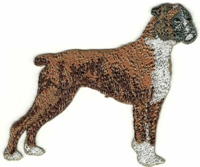 Boxer Dog Patch Full Body Embroidered Cut out Iron on Sew on